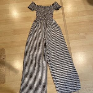 Striped Stretch Wide Leg Jumpsuit